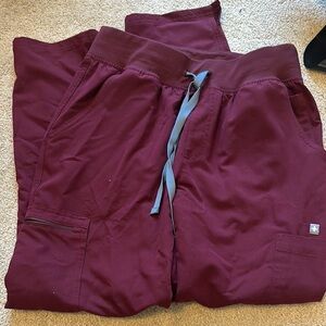 Figs - Yola Skinny - Under Armour Burgundy pants with Gray Drawstring